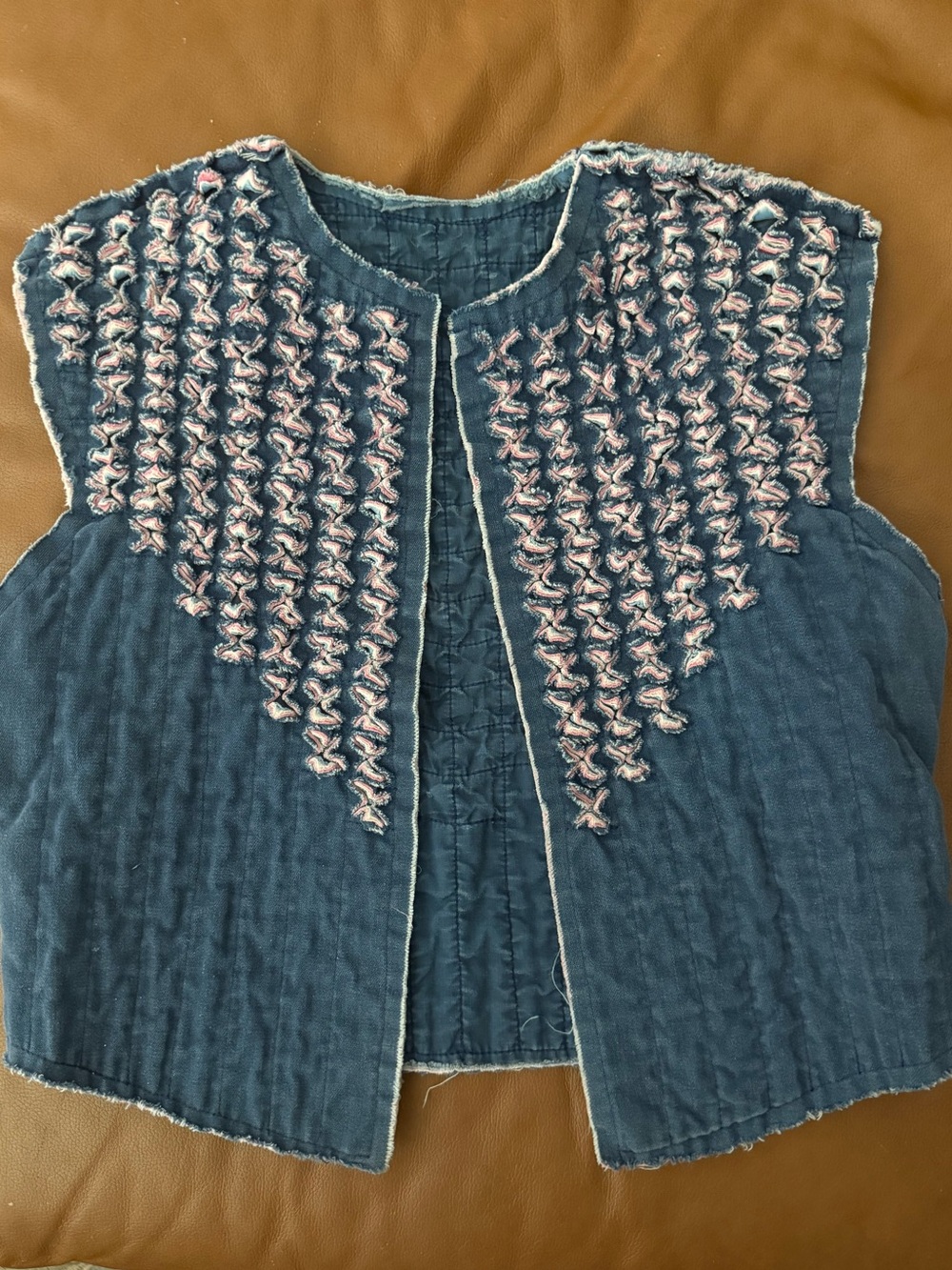 Woven quilted Blue Sleeveless Jacket size medium